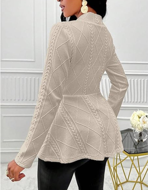 Load image into Gallery viewer, One Button Textured Peplum Cardigan
