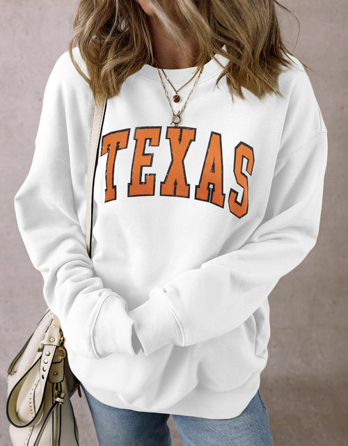 Load image into Gallery viewer, TEXAS Round Neck Dropped Shoulder Sweatshirt
