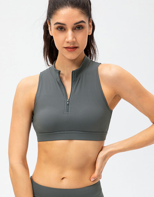 Load image into Gallery viewer, Full Size Cropped Cutout Back Zipper Front Active Tank Top
