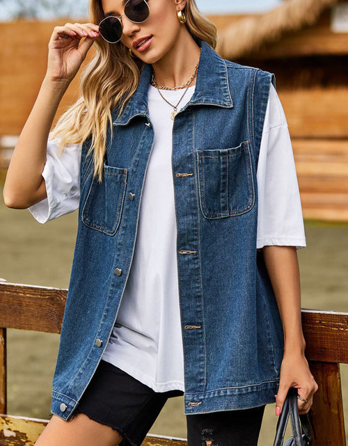 Load image into Gallery viewer, Button Down Denim Vest
