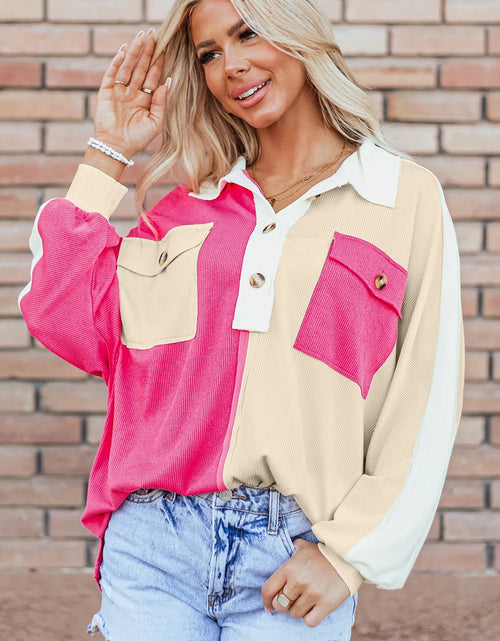 Load image into Gallery viewer, Pocketed Contrast Long Sleeve Sweatshirt
