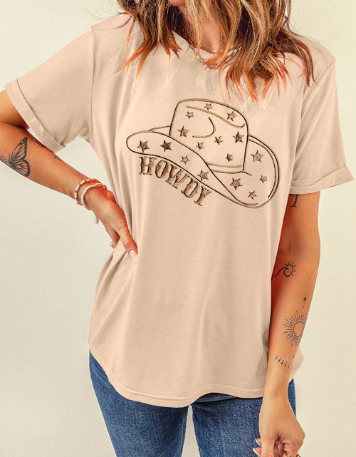 Load image into Gallery viewer, Hat Graphic Round Neck Short Sleeve T-Shirt
