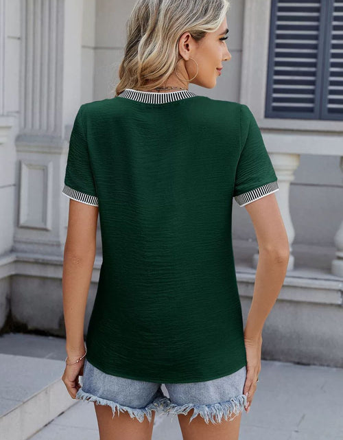 Load image into Gallery viewer, Contrast Trim Round Neck Short Sleeve T-Shirt
