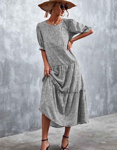Load image into Gallery viewer, Printed Flounce Sleeve Tiered Dress
