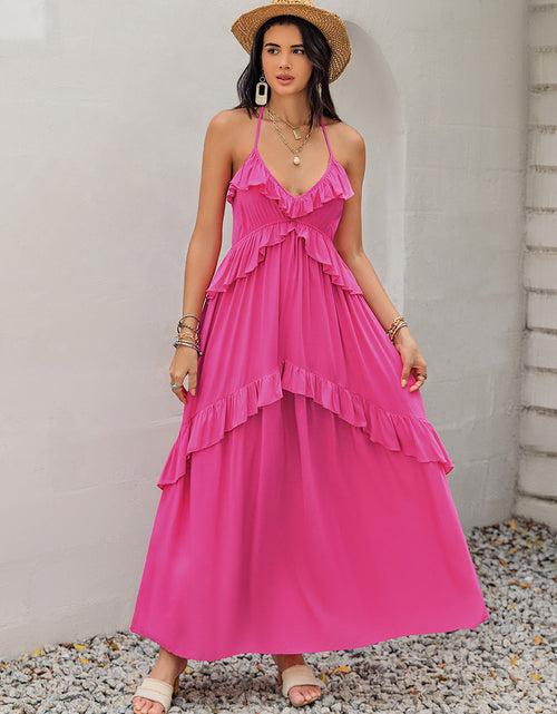 Load image into Gallery viewer, Ruffled Halter Neck Maxi Dress
