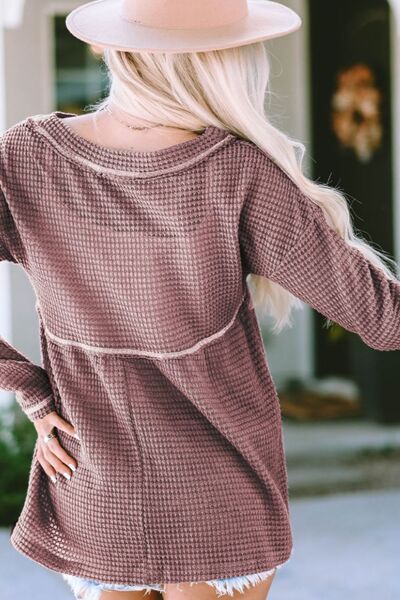 Load image into Gallery viewer, V-Neck Dropped Shoulder Long Sleeve T-Shirt
