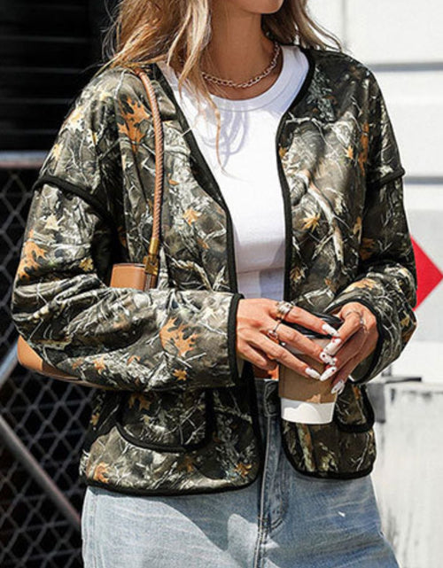 Load image into Gallery viewer, Perfee Printed Open Front Long Sleeve Jacket

