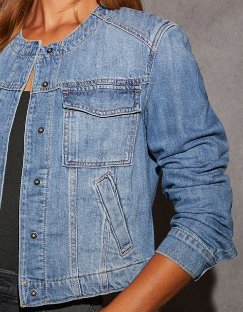 Load image into Gallery viewer, Snap Down Dropped Cargo Denim Jacket

