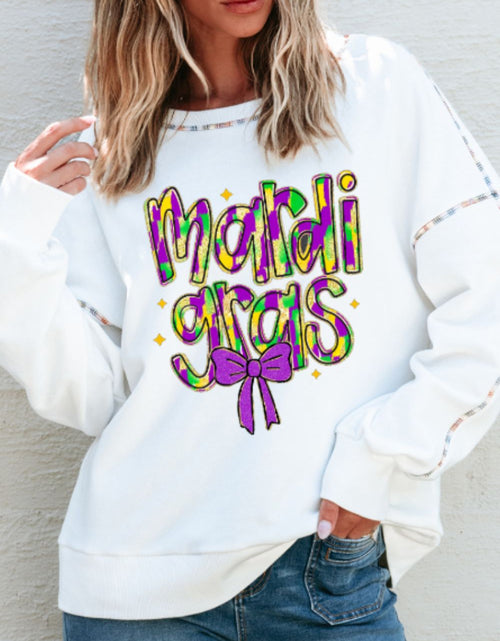 Load image into Gallery viewer, MARDI GRAS Round Neck Long Sleeve Sweatshirt
