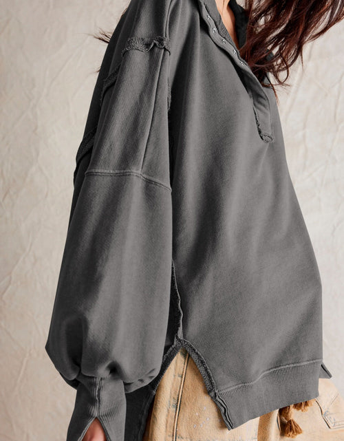 Load image into Gallery viewer, Exposed Seam Side Slit Long Sleeve Sweatshirt
