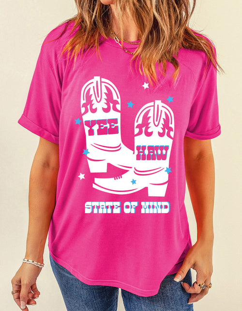 Load image into Gallery viewer, Graphic Round Neck Short Sleeve T-Shirt
