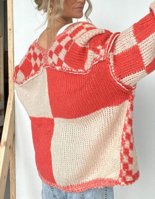 Load image into Gallery viewer, Plaid Open Front Long Sleeve Cardigan
