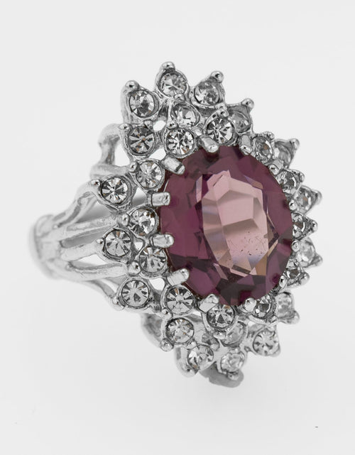 Load image into Gallery viewer, Vintage Women's Austrian Crystal Cocktail Ring 18k Gold Electroplated Birthstone Ring for Women by PVD Vintage Jewelry
