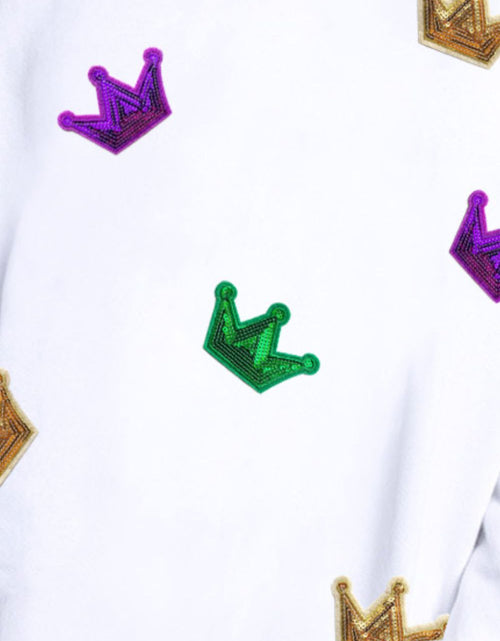 Load image into Gallery viewer, Crown Sequin Round Neck Sweatshirt
