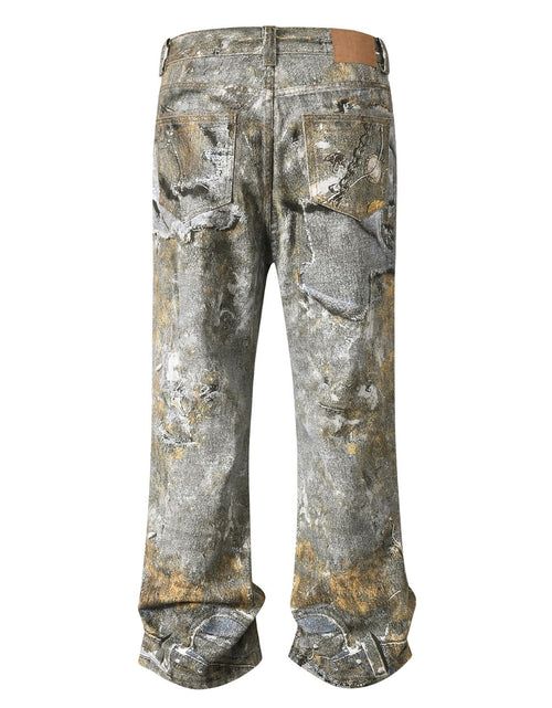 Load image into Gallery viewer, Men's Wide Straight Printed Jeans with Pockets

