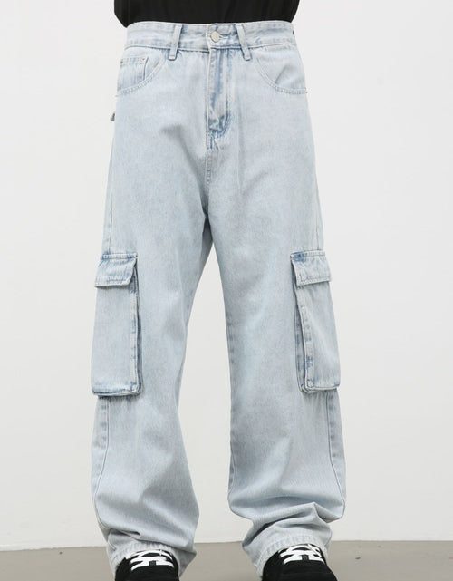 Load image into Gallery viewer, Men's Wide Leg Jeans with Cargo Pockets
