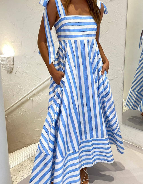 Load image into Gallery viewer, Striped Square Neck Wide Strap Dress
