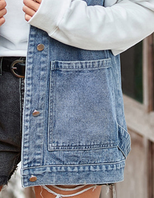 Load image into Gallery viewer, Button Up Sleeveless Denim Jacket with Pockets
