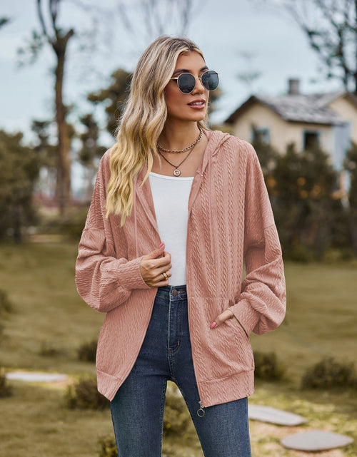 Load image into Gallery viewer, Zip Up Drawstring Long Sleeve Hooded Jacket
