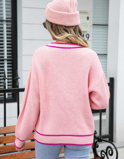 Load image into Gallery viewer, Angel Wings Waffle Knit V-Neck Cardigan with Pocket
