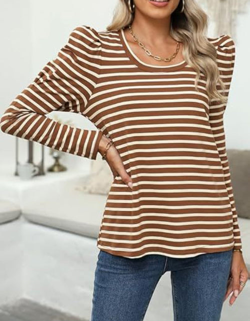 Load image into Gallery viewer, Striped Round Neck Long Sleeve T-Shirt
