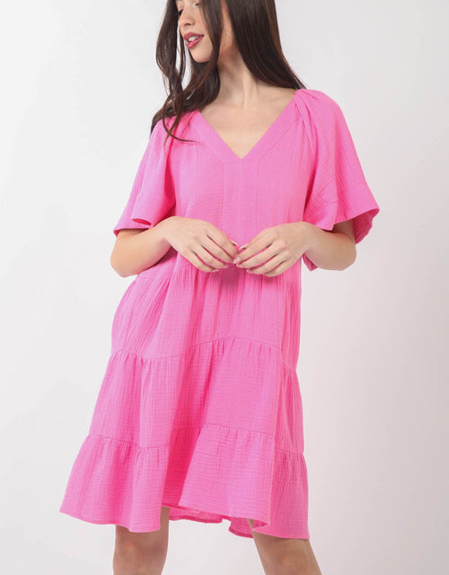 Load image into Gallery viewer, VERY J Texture V-Neck Ruffled Tiered Dress
