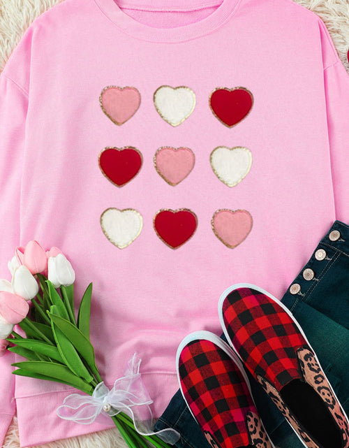 Load image into Gallery viewer, Contrast Heart Long Sleeve Sweatshirt

