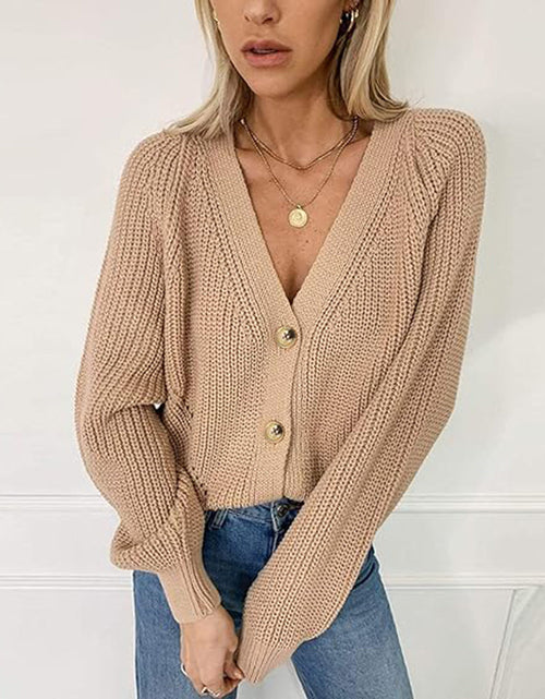 Load image into Gallery viewer, Button Up V-Neck Long Sleeve Cardigan
