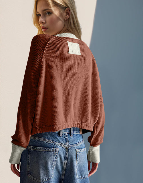 Load image into Gallery viewer, Double Take Contrast Button Up Long Sleeve Cardigan
