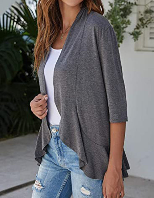Load image into Gallery viewer, Open Front Three-Quarter Sleeve Cardigan

