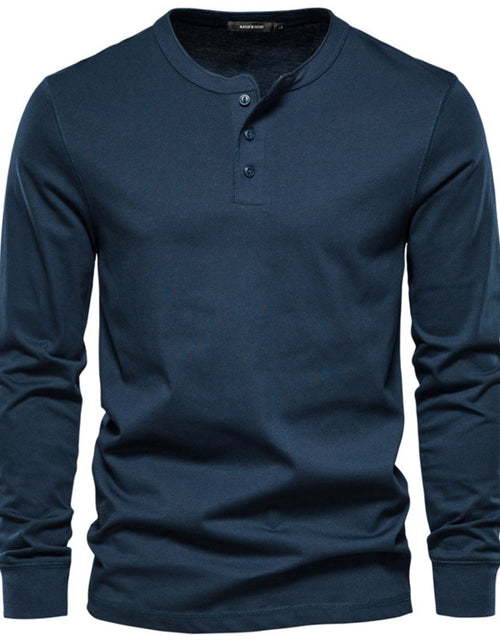Load image into Gallery viewer, Men's Full Size Quarter Button Round Neck Long Sleeve T-Shirt Plus Size
