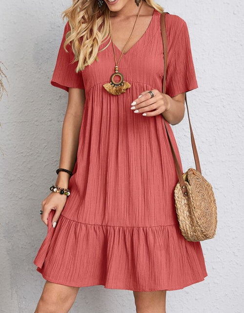 Load image into Gallery viewer, Full Size V-Neck Short Sleeve Dress

