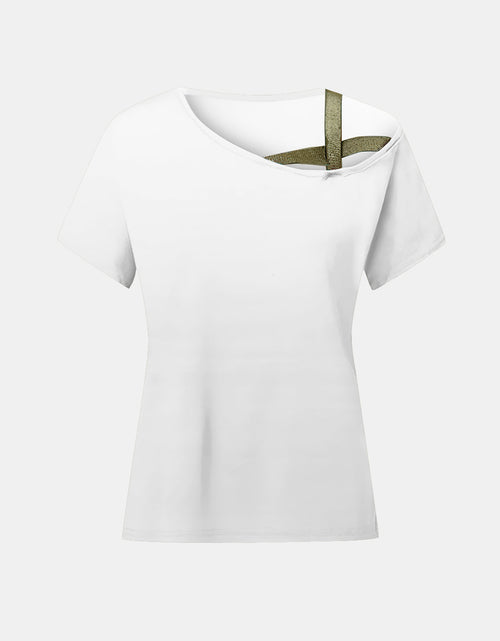 Load image into Gallery viewer, Asymmetrical Neck Short Sleeve T-Shirt
