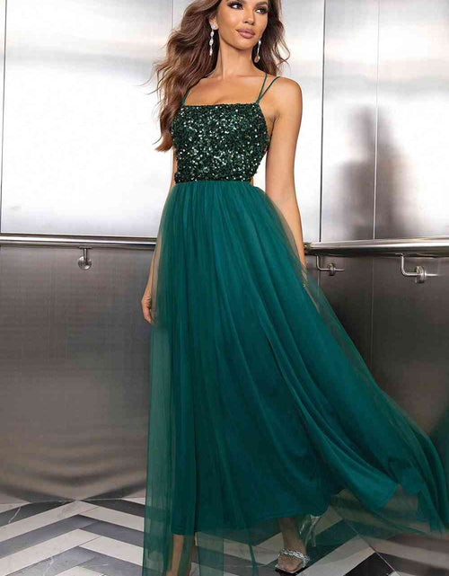 Load image into Gallery viewer, Lace-Up Backless Mesh Dress
