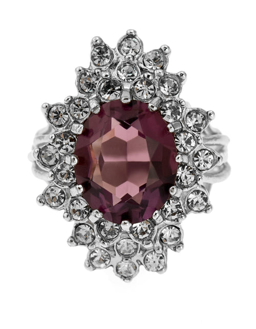 Load image into Gallery viewer, Vintage Women's Austrian Crystal Cocktail Ring 18k Gold Electroplated Birthstone Ring for Women by PVD Vintage Jewelry
