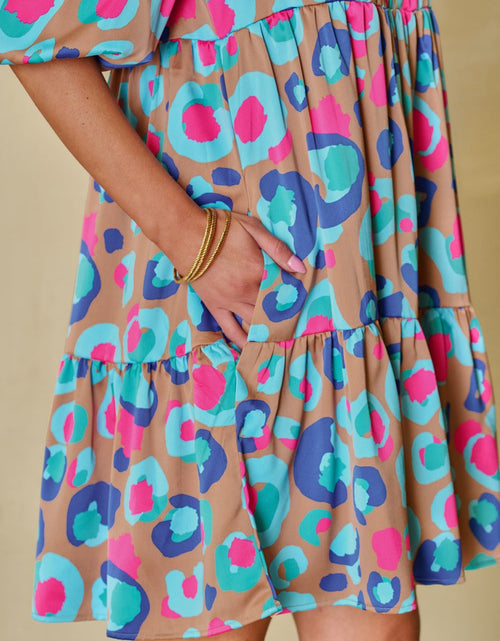 Load image into Gallery viewer, Notched Balloon Sleeve Mini Dress
