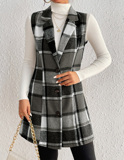 Load image into Gallery viewer, Honey Plaid Button Up Vest Coat
