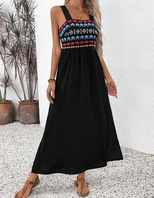 Load image into Gallery viewer, Perfee Embroidered Floral Side Slit Sleeveless Midi Dress
