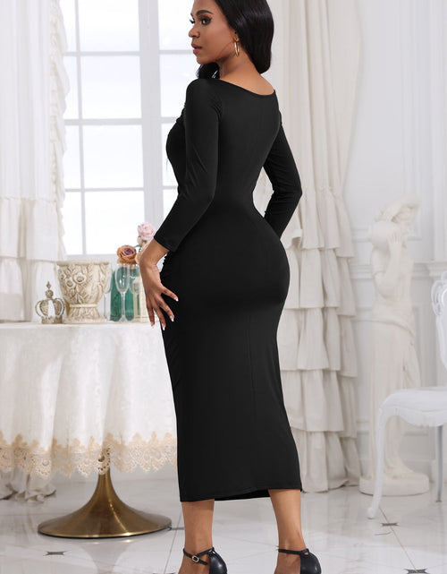 Load image into Gallery viewer, Ruched Boat Neck Midi Dress
