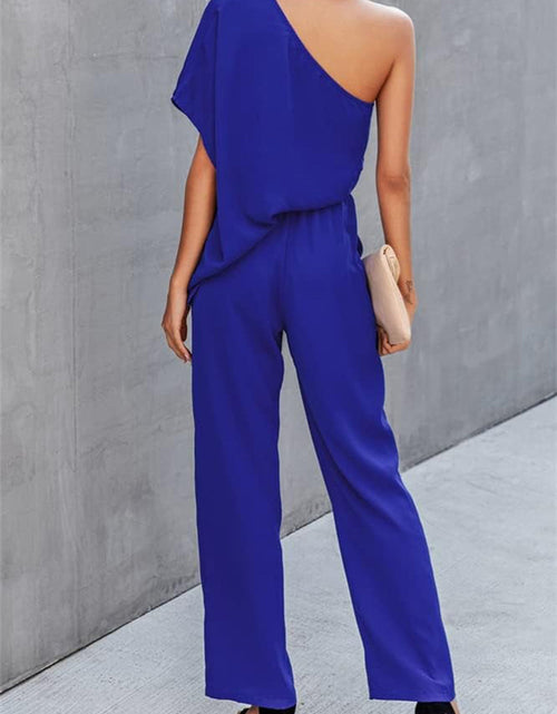 Load image into Gallery viewer, Single Shoulder Short Sleeve Jumpsuit
