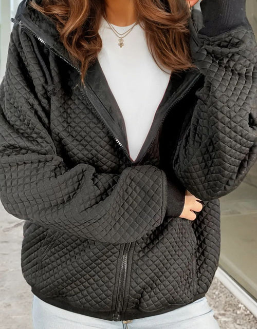 Load image into Gallery viewer, Drawstring Zip Up Long Sleeve Hooded Jacket
