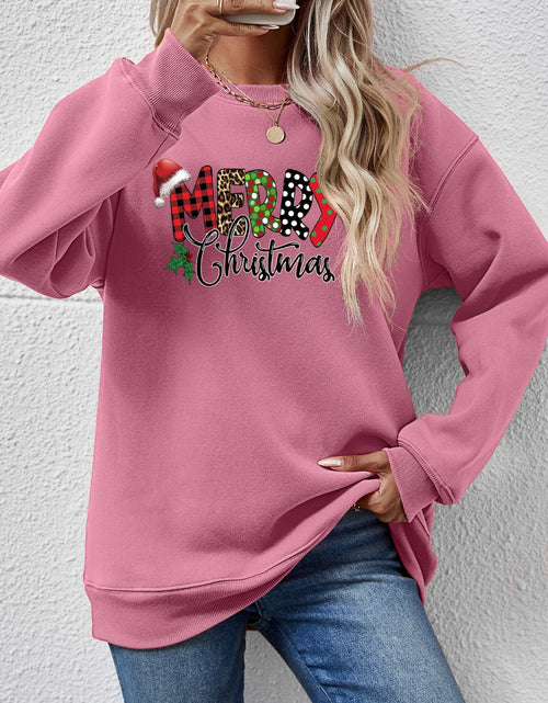 Load image into Gallery viewer, MERRY CHRISTMAS Round Neck Dropped Shoulder Sweatshirt
