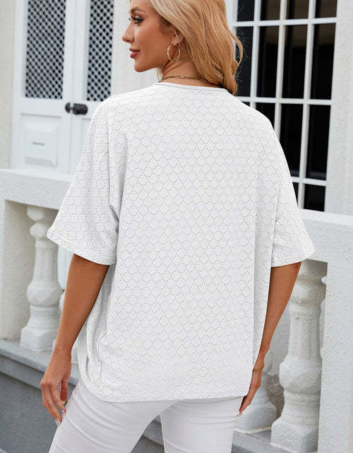 Load image into Gallery viewer, Eyelet Open Front Half Sleeve Cardigan
