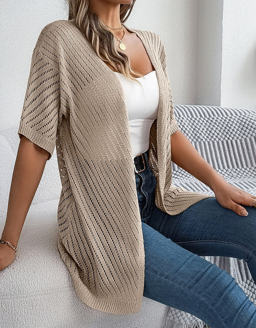 Load image into Gallery viewer, Openwork Open Front Half Sleeve Cardigan
