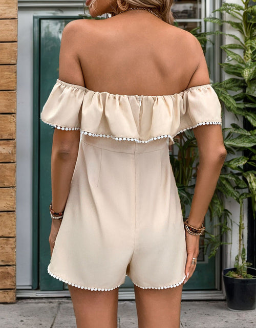 Load image into Gallery viewer, Perfee Tied Ruffled Off-Shoulder Short Sleeve Romper
