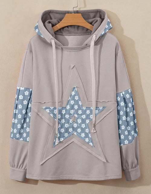 Load image into Gallery viewer, Drawstring Star Long Sleeve Hoodie

