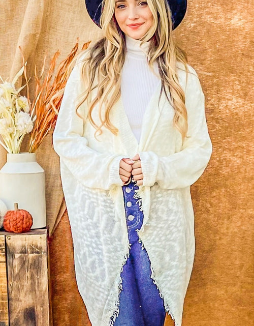 Load image into Gallery viewer, And The Why Textured Knit Fringe Hem Cardigan
