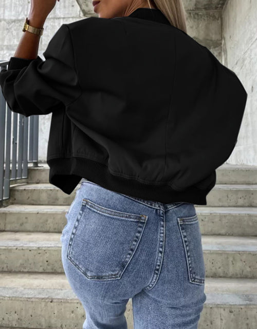 Load image into Gallery viewer, Baseball Collar Dropped Shoulder Jacket
