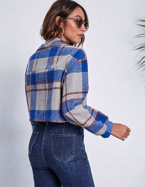 Load image into Gallery viewer, Plaid Button Front Jacket with Pockets
