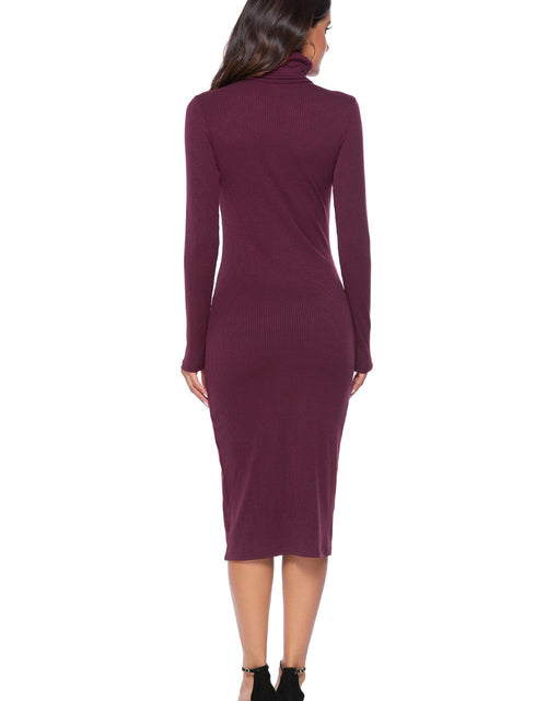 Load image into Gallery viewer, Ribbed Turtleneck Long Sleeve Dress
